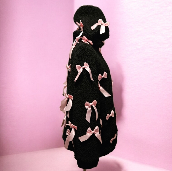 Pinky Promise Hooded Sherpa Jacket - Black SUGAR THRILLZ - Picture 7 of 11